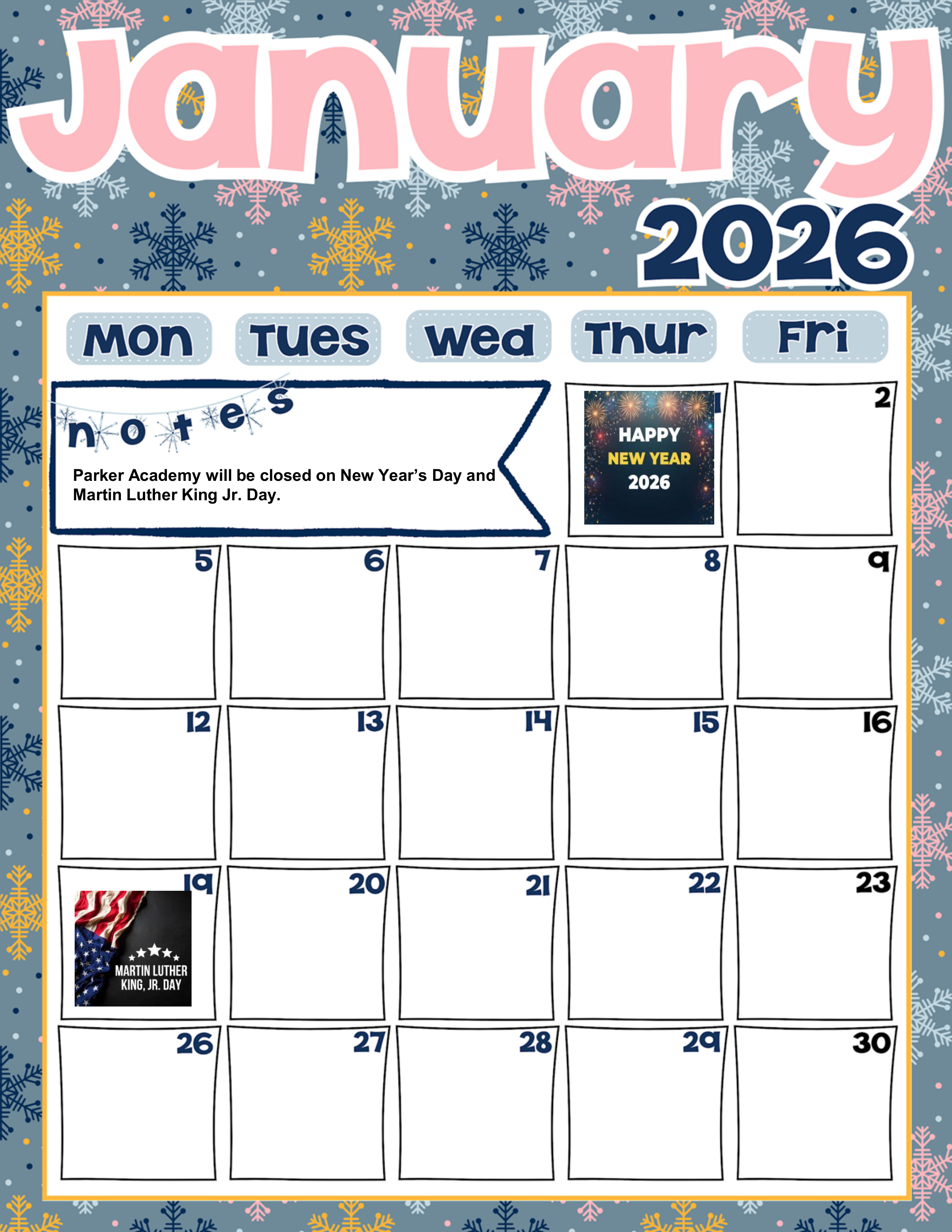 January Calendar